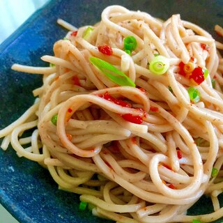 ピリ辛♩ねぎ豆板醤まぜ蕎麦